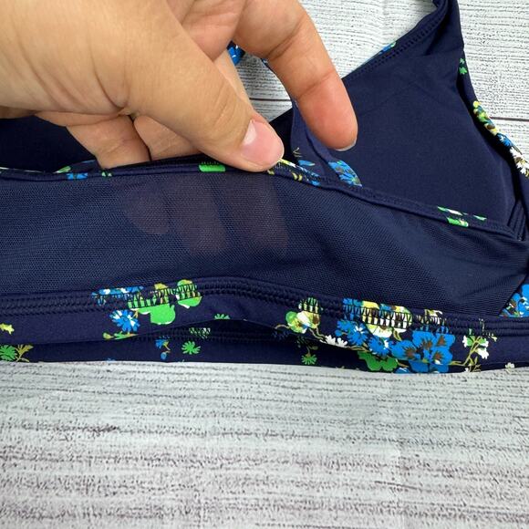Offline By Aerie Goals Royal Navy Floral Plunge Sports Bra Size Medium - Picture 7 of 13
